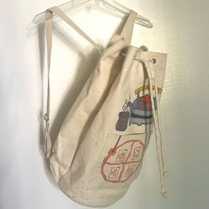 Canvas Backpack casual rucksack hand printed women bag